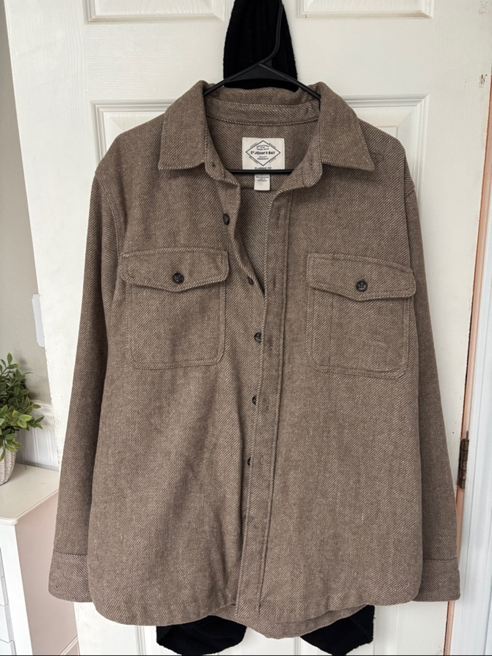St. John's Bay Taupe Utility Shacket Jacket